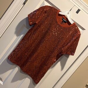 DKNY Copper Sequin Blouse small